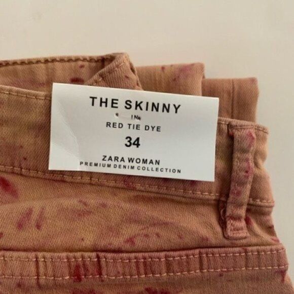 Zara Red Tie Dye Skinny Jeans NWT - Picture 8 of 15